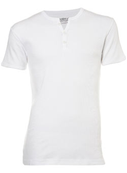 White Rib Grandad Neck T-Shirt