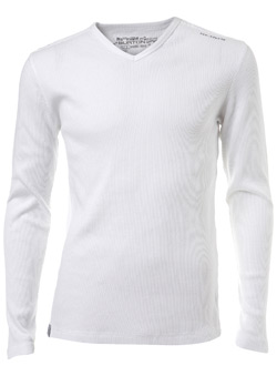 White Ribbed V-Neck T-Shirt
