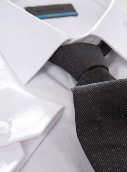 Burton White Self Check Shirt With Tie