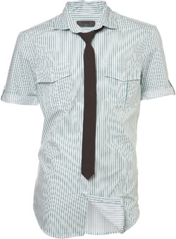 White Stripe Fitted Shirt and Tie Set