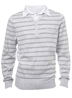 Burton White Stripe Jersey Insert Y-Neck Jumper