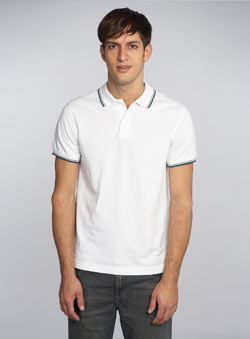 White Tipped Pique Polo Shirt