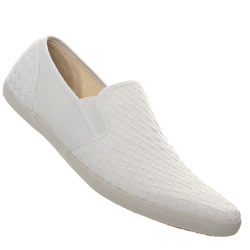 Burton White Weave Effect Slip On Plimsolls
