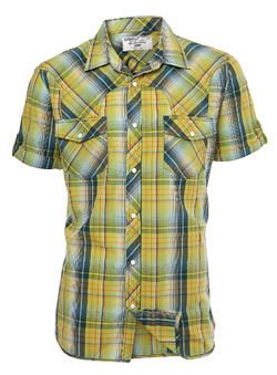 Yellow Check Short Sleeve Casual Shirt