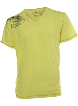 Yellow Printed V-Neck T-Shirt