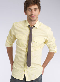 Yellow Stripe Shirt and Tie Set