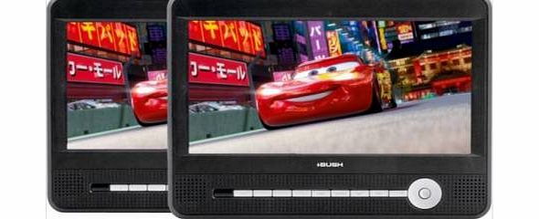 Bush CCE97W2DVDTW 9`` LCD Twin Dual Screen portable in car DVD Players - Black