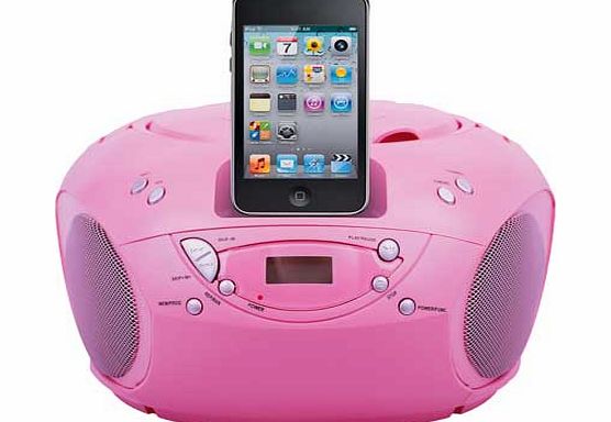 CD Boombox with 30 pin iPod Dock - Pink