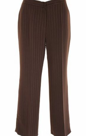 Busy Clothing Womens Smart Brown Stripe Trousers - Size 16