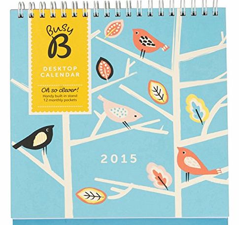 BusyB Busy B 2015 Desktop Calendar with Storage Pockets, Trees Design