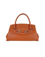 Biscuit Italian Leather Satchel Flap Handbag