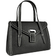Black Embossed Leather Satchel Bag