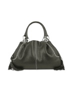 Black Pebble Italian Leather Satchel Bag