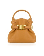 Buti Camel Italian Pebble Leather Small Handbag