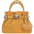 Camel Leather Buckled Strap Compact Tote