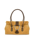 Buti Camel Suede and Leather Satchel Bag