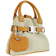 Canvas & Camel Leather Buckled Strap Mini Tote