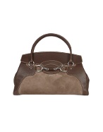 Buti Dark Brown Classic Suede and Leather Satchel Handbag