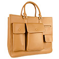 Front Pocket Tan Embossed Leather Handbag