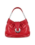Buti Front Ring Red Italian Calf Leather Shoulder Bag