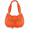 Buti Orange Horsebit Detail Italian Calf Leather Shoulder Bag