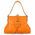 Buti Orange Horsebit Flap Pebble Italian Leather Bag