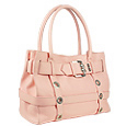 Buti Pink Embossed Leather Buckled Satchel Bag