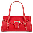 Red Embossed Leather Satchel Bag