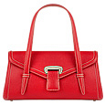 Red Embossed Leather Satchel Bag