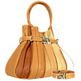 Tulip - Beige to Brown Leather Buckled Strap Tote