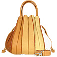 Tulip - Beige to Brown Leather Drawstring Tote