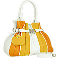 Tulip - Orange & Yellow Leather Buckled Strap Tote