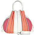 Tulip-Pink and White Leather Drawstring Tote