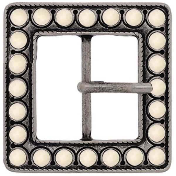 Butterfly Blue Cream Stone Square Belt Buckle by