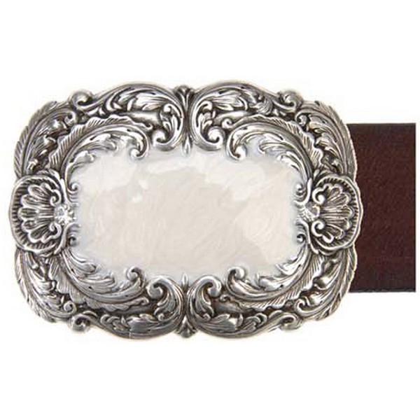 Butterfly Blue Vintage White Belt Buckle by