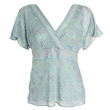 Aqua paisley printed kimono top