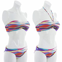 Multi striped bandeau bikini top