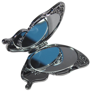 Butterfly Compact Mirror - Silver