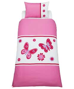 Butterfly Embroidered Duvet Cover Set - Single