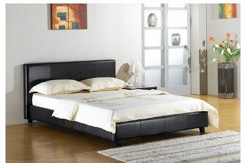 Black 4ft Small Double faux leather bed frame