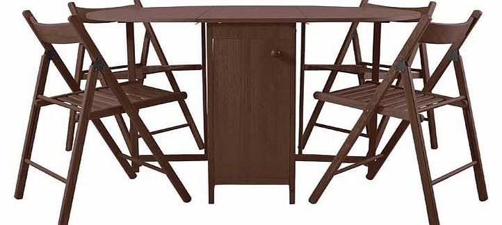 Butterfly Oval Dining Table and 4 Chocolate Chairs