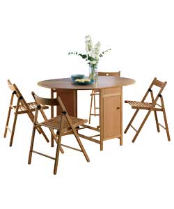 Set Oval Dining Table and 4 Chairs - Oak