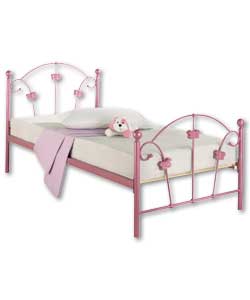 Single Bed - Pink/Sprung Mattress