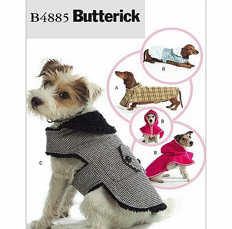 Butterick Patterns B4885 All Sizes Dog Coats, Pack of 1, White