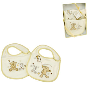 Button Corner Set of Two Baby Bibs