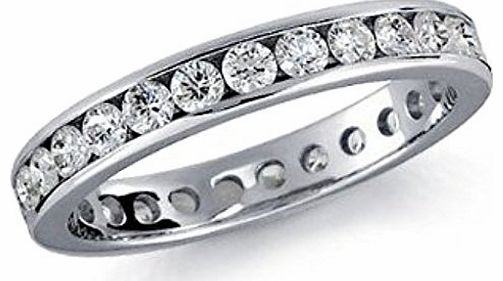 BuyFineDiamonds Brand New G-H/I1 0.75 Carat Round Diamond Channel Set Full Eternity Ring,950 Platinum Size K