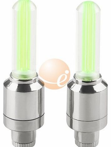 2Pcs Motor Bike Car Tyre Tire Valve Wheel LED Light Green By BuyinCoins