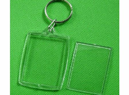 10pcs Transparent Blank Insert Photo Picture Frame Key Ring Split keychain