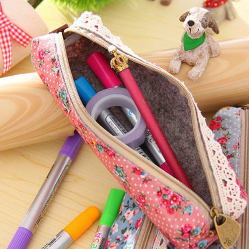 buytra Floral Lace Pen Pencil Cosmetic Zipper Storage Case Pouch Bag Purse