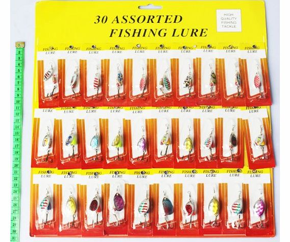 buytra Lot 30pcs Kinds of spinner spoon fishing lures pike salmon bass